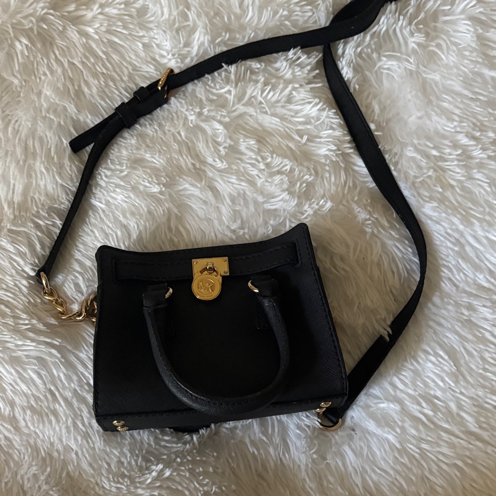 Michael Kors Black Mini Bag with Gold Accents